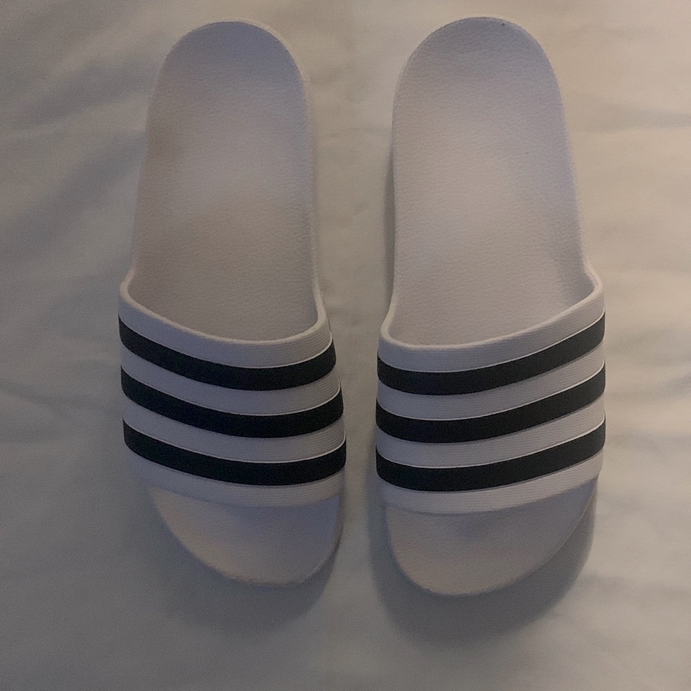 adidas White and Black Athletic Slides